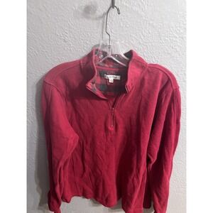 Orvis Pullover Sweater‎ Mens Size XL Red Quarter Zip Mock Neck Cotton